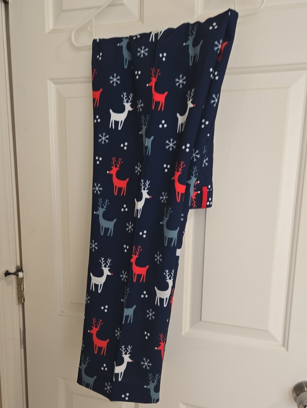 Tipsy Elves Navy Reindeer Print Kids Pajama Pants with Red & White Accents
